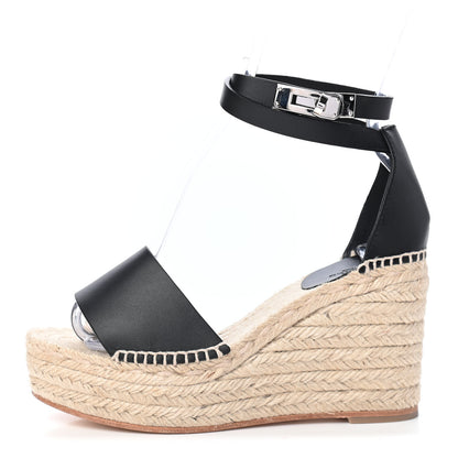 Hermes Calfskin Tipoli Espadrille Wedges 36 Black 1 of 8