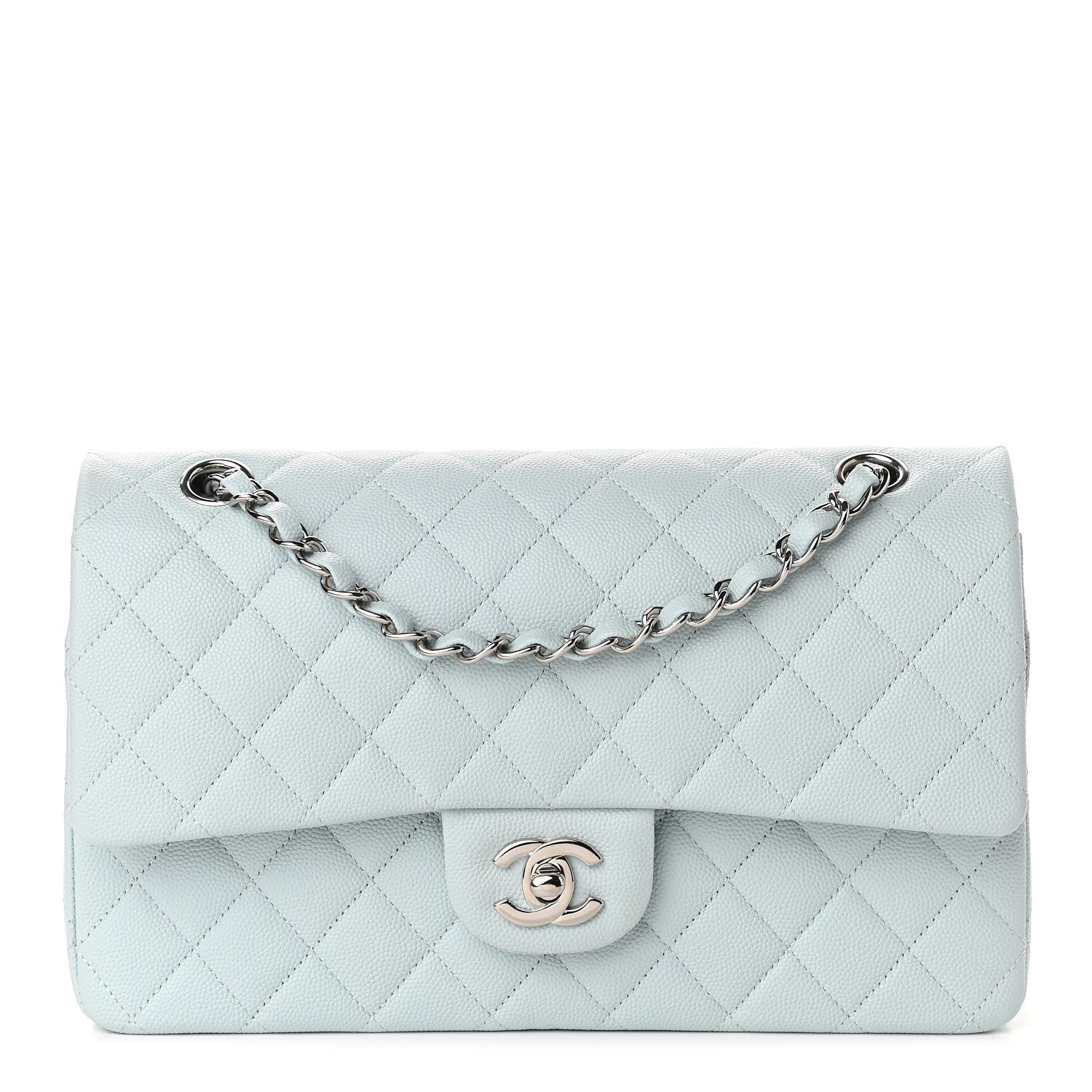 Chanel Caviar Quilted Medium Double Flap Light Blue 1 of 11