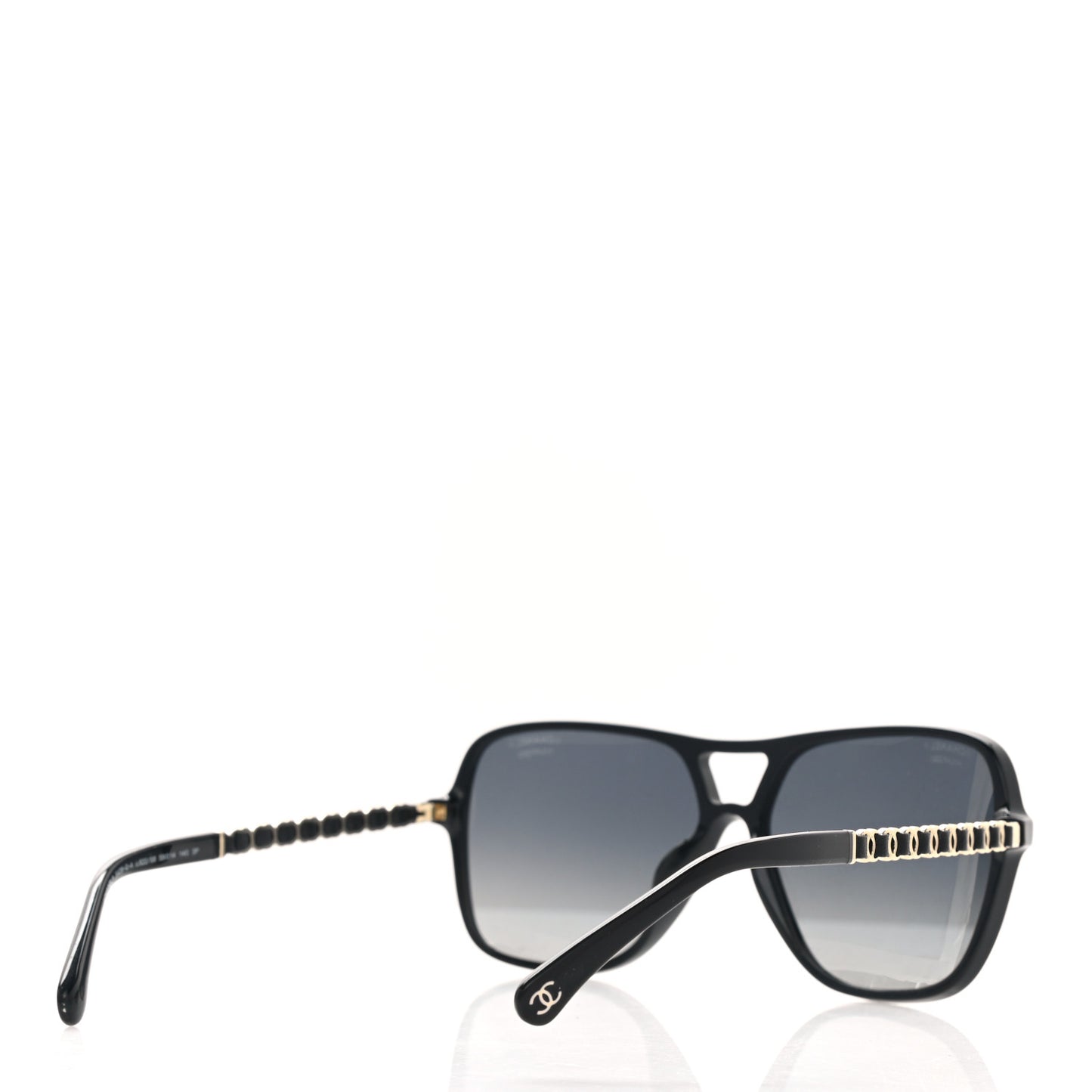 Metal Calfskin Polarized CC Chain Pilot Sunglasses 5439-Q-A Black