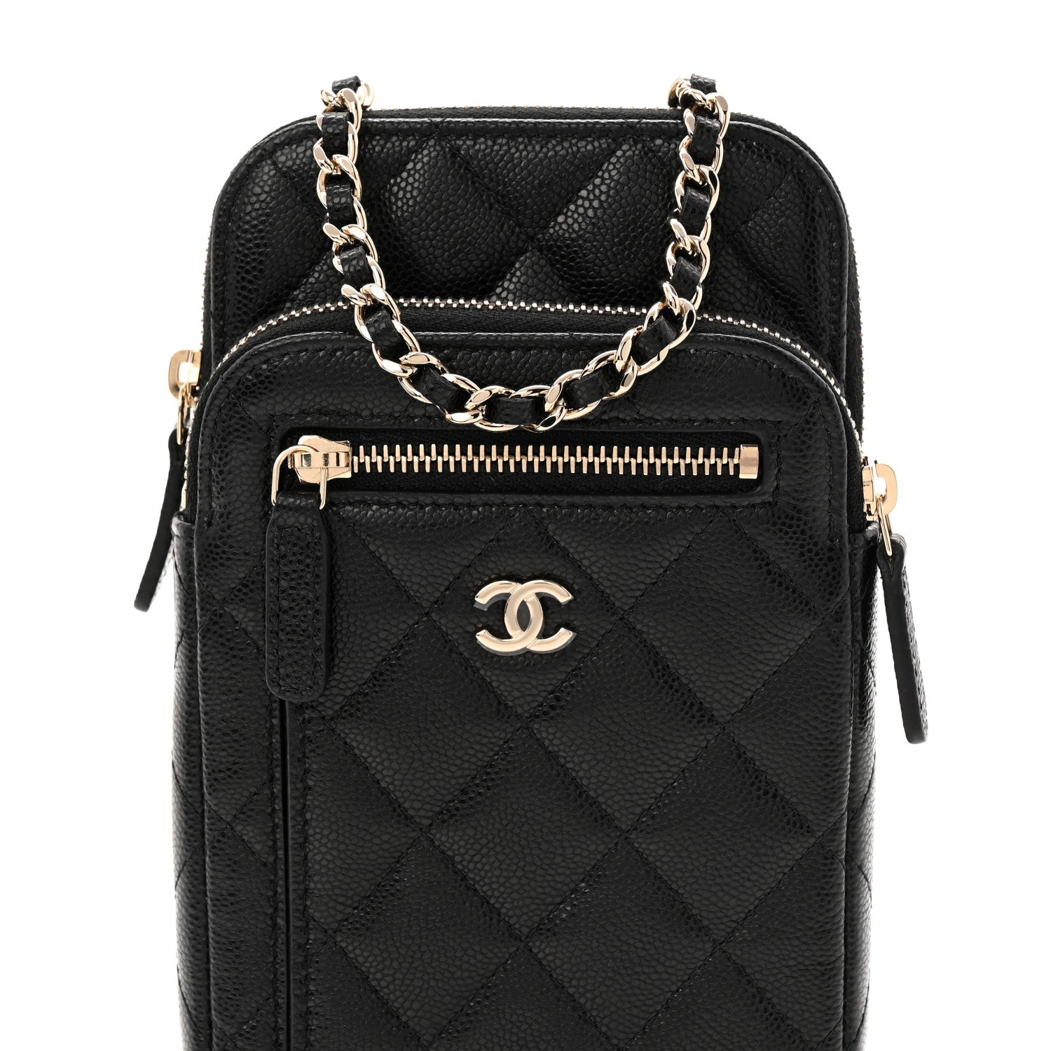 Chanel Caviar Quilted Phone Holder With Chain Black 8 of 10