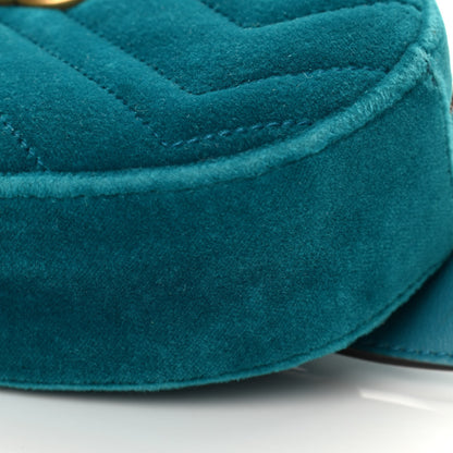 Gucci Velvet Matelasse GG Marmont Belt Bag 85 34 Pavone Cyan 10 of 10