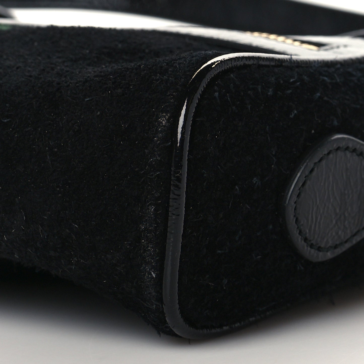 Suede Patent Web Mini Ophidia Shoulder Bag Black
