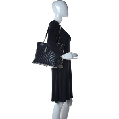 Saint Laurent Calfskin Y Quilted Monogram Large Loulou Shopper Black 2 of 9