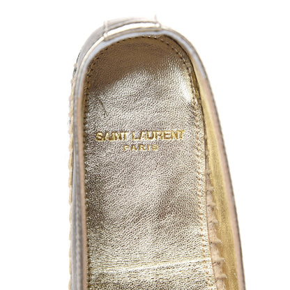Saint Laurent Metallic Lambskin Monogram Espadrilles 35 Platino 6 of 9