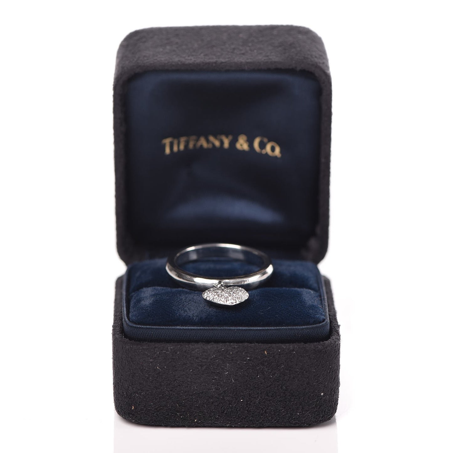 Platinum Diamond Heart Charm Ring 56 7.75