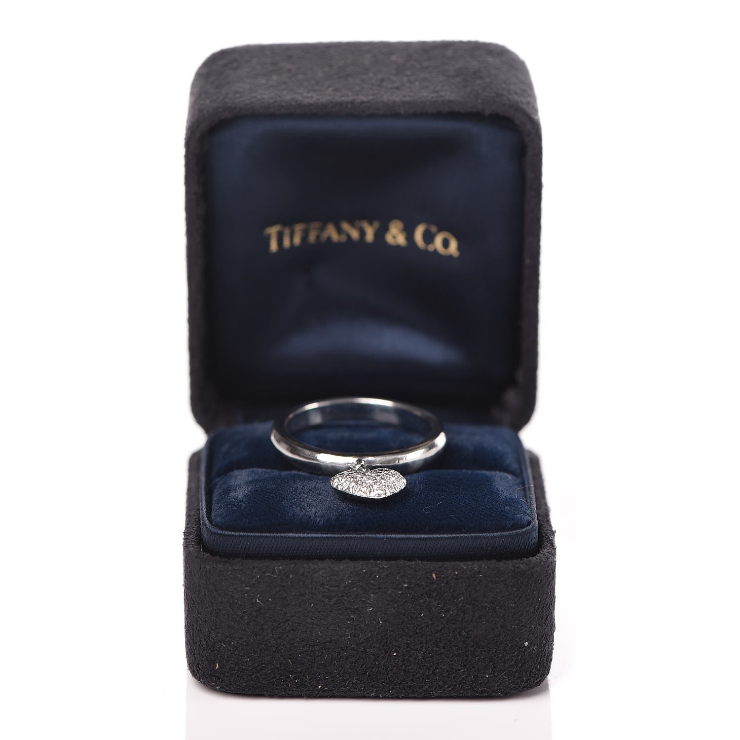Tiffany Platinum Diamond Heart Charm Ring 56 7.75 5 of 5