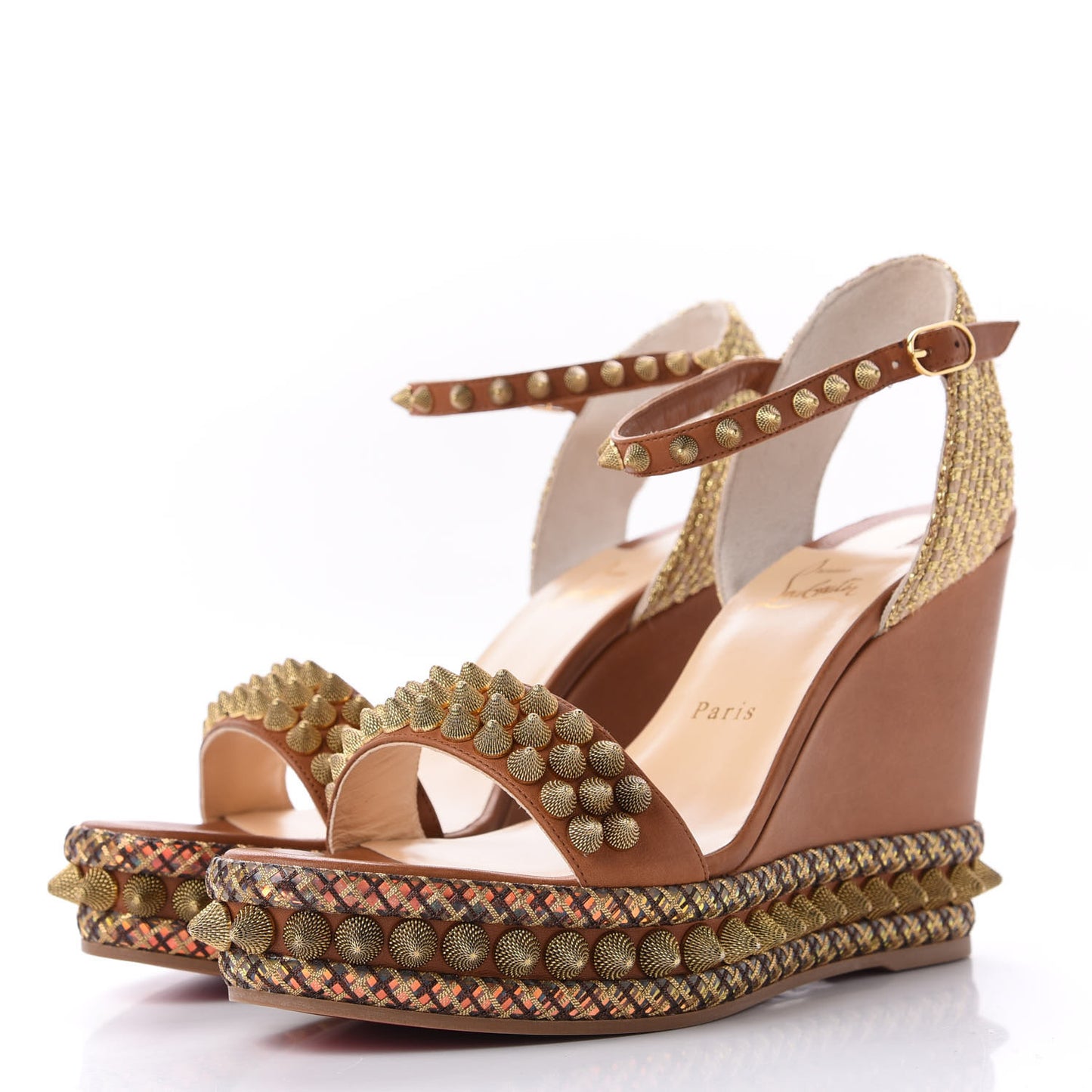 Calfskin Cordorella 110 Wedge Sandals 41 Version Cuoio