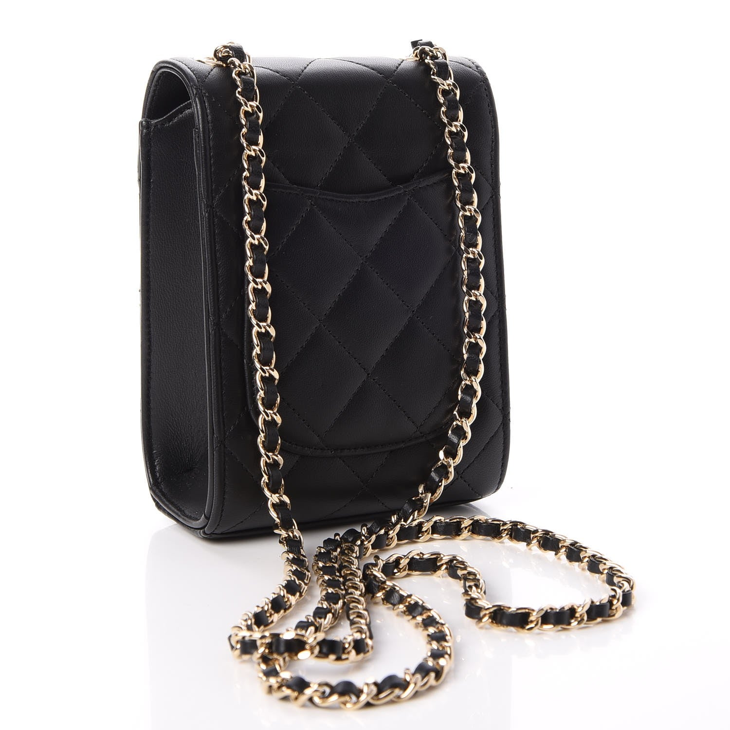 Chanel Lambskin Quilted Extra Mini Wallet On Chain WOC Black 4 of 9