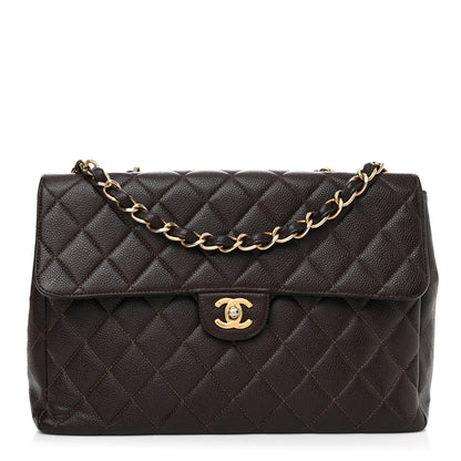 Chanel Caviar Quilted Jumbo Single Flap Brown 1 of 13
