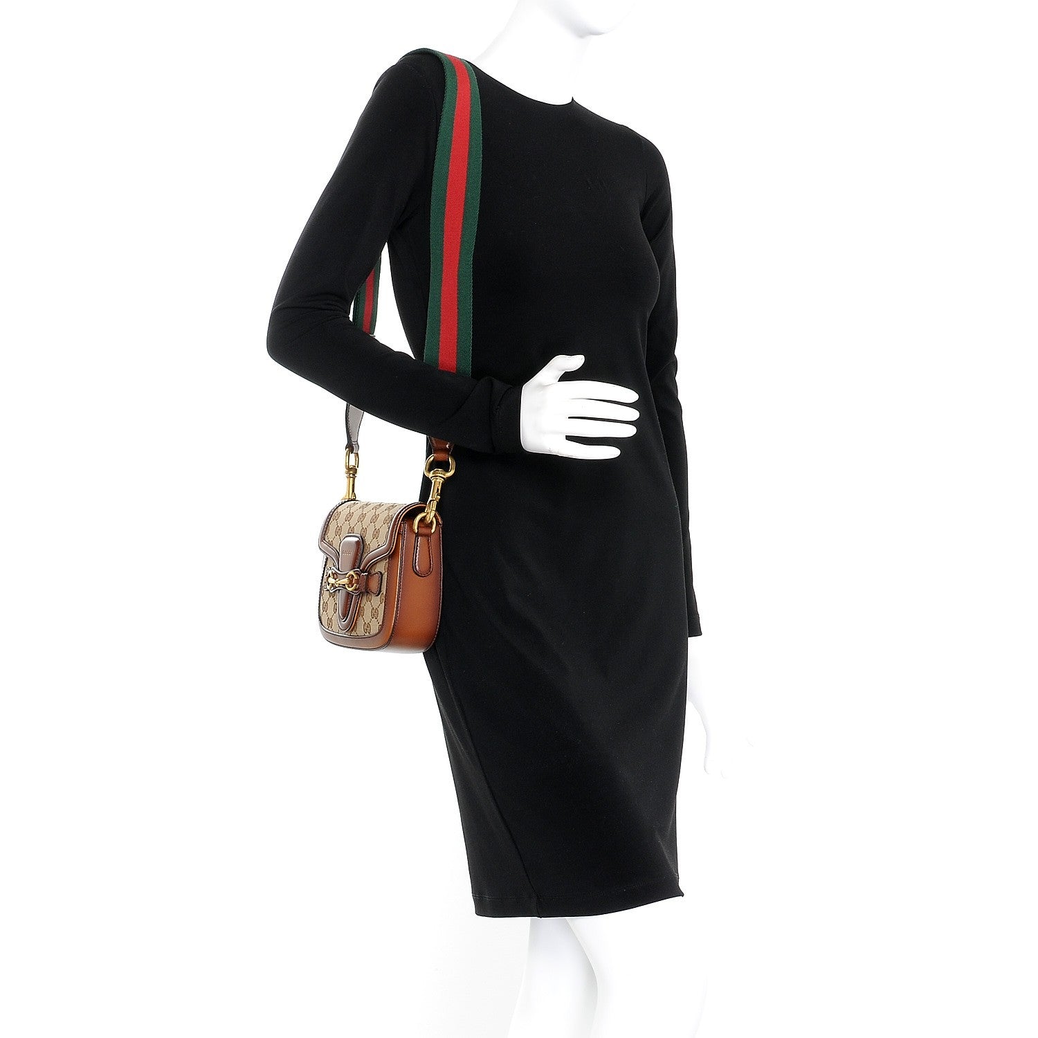Gucci Monogram Small Lady Web Shoulder Bag Beige Cuir 2 of 7