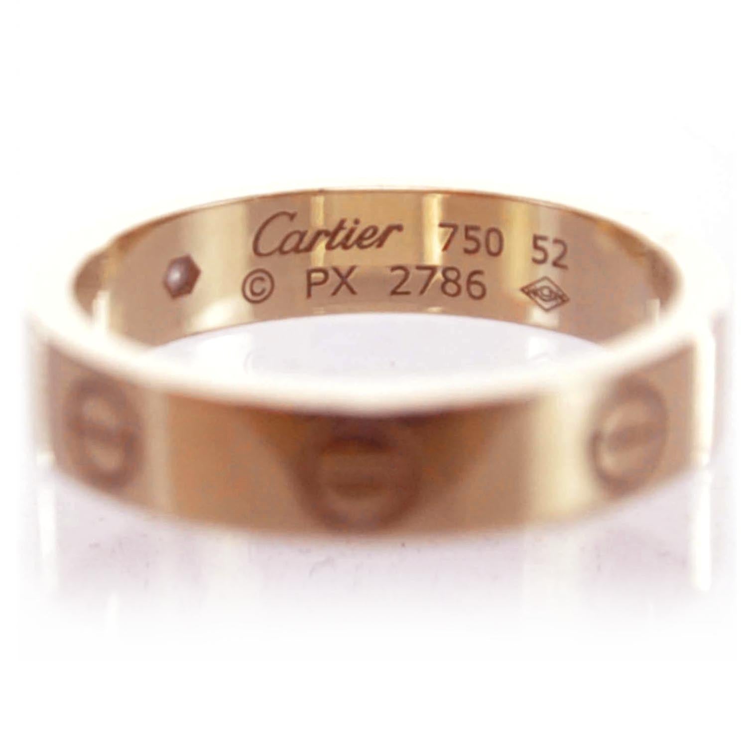 Cartier 18K Pink Gold Diamond 4mm LOVE Wedding Band Ring 52 6 3 of 4
