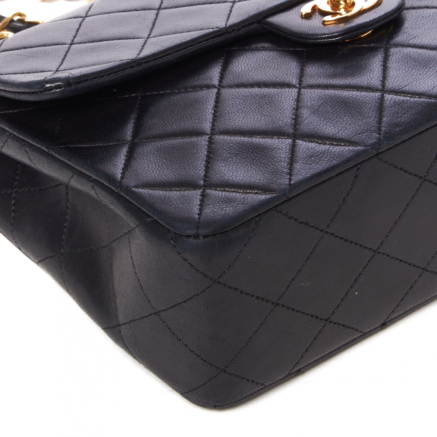 Lambskin Quilted Mini Square Flap Black