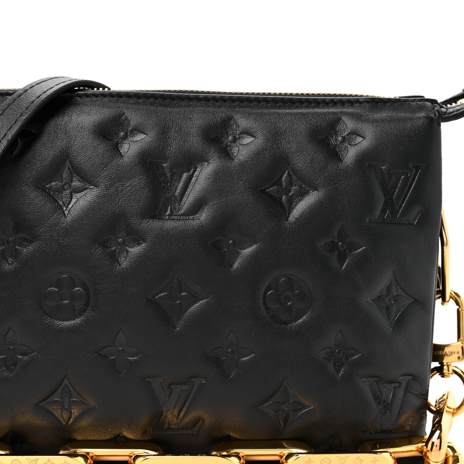 Louis Vuitton Lambskin Embossed Monogram Coussin BB Black 6 of 8