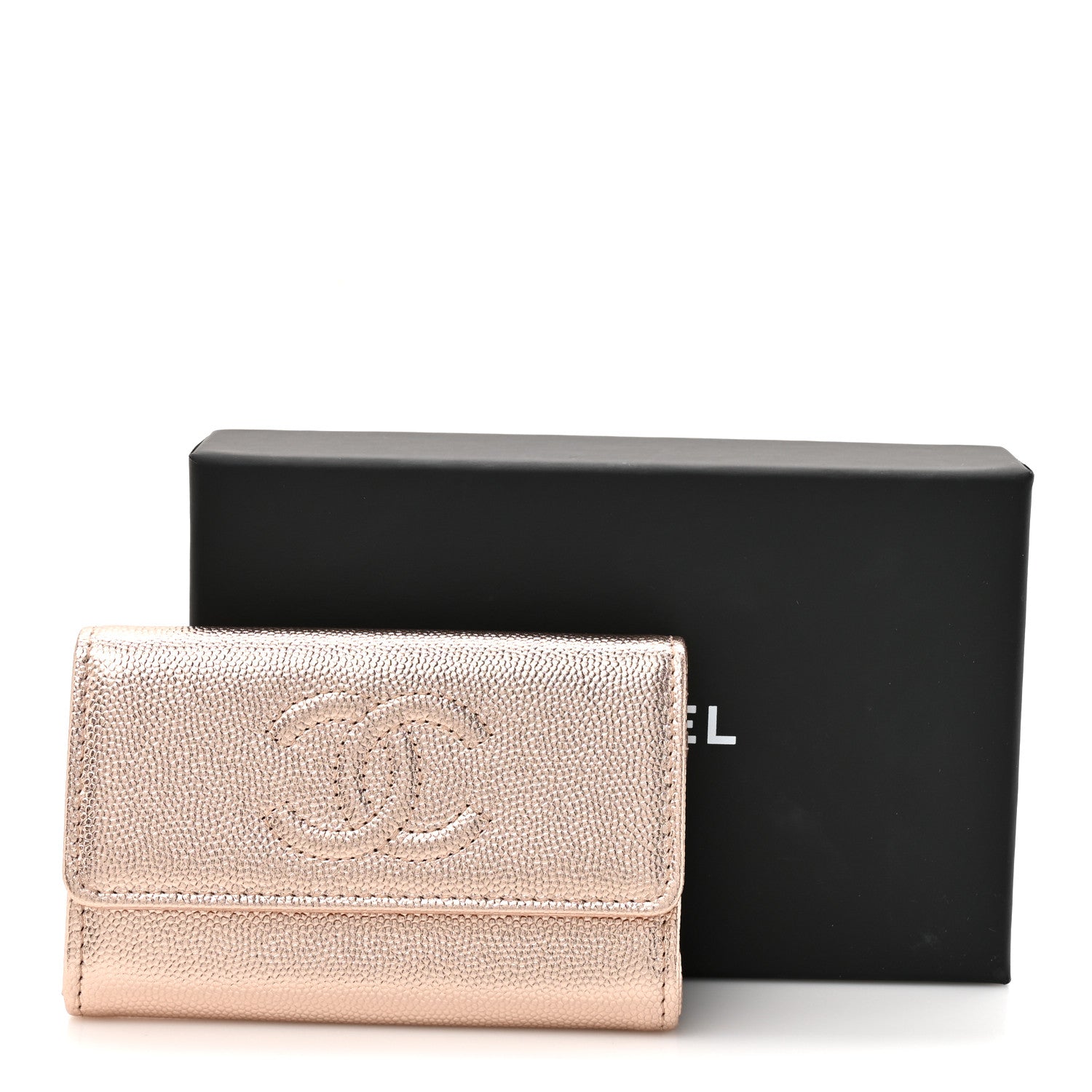 Chanel Metallic Caviar Quilted CC Flap Card Holder Copper 8 of 8