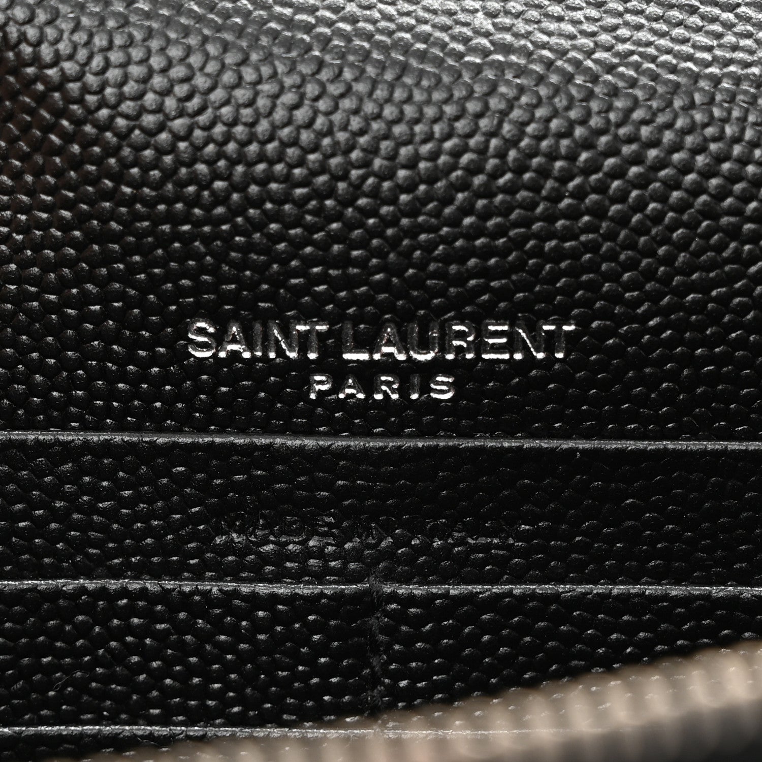 Saint Laurent Grain De Poudre Matelasse Chevron Monogram Envelope Chain Wallet Black 6 of 10