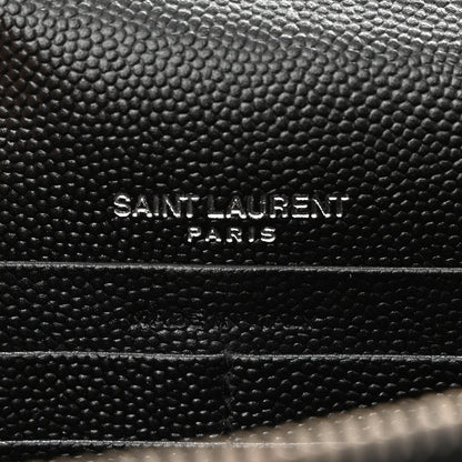 Saint Laurent Grain De Poudre Matelasse Chevron Monogram Envelope Chain Wallet Black 6 of 10