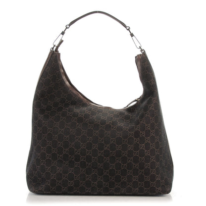 Gucci Denim Monogram Hobo Dark Brown 1 of 7