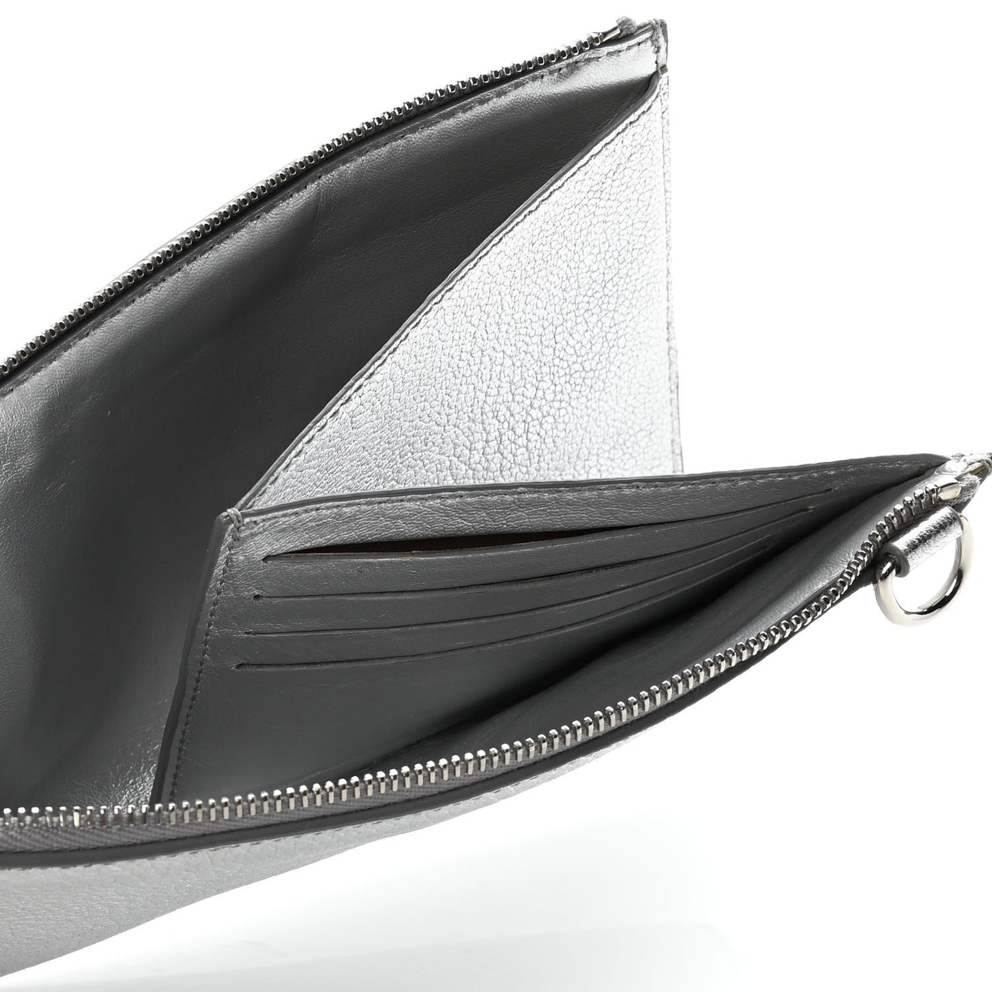 Metallic Calfskin Iconic Pouch Crossbody Black Silver