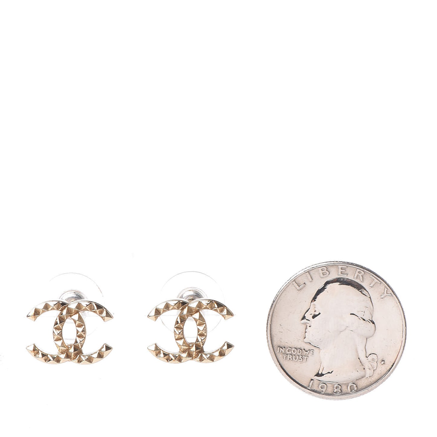 Studded CC Earrings Gold