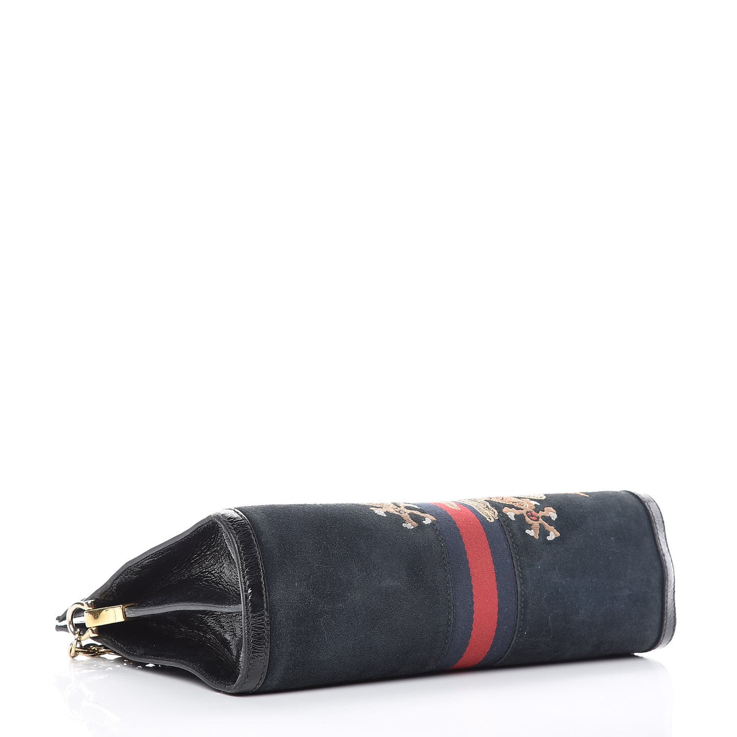 Suede Patent Web Dragon Embroidered Medium Ophidia Chain Shoulder Bag Blue Multicolor Black