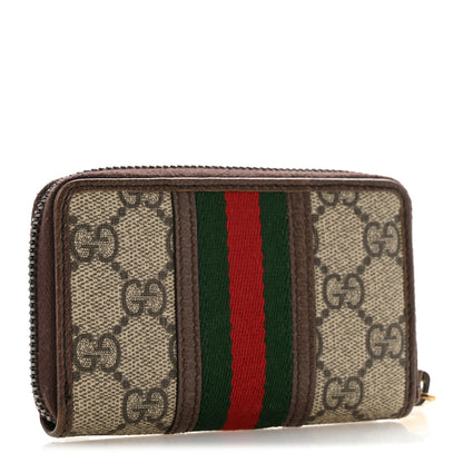 Gucci GG Supreme Web Ophidia Zip Around Card Case Brown 3 of 9