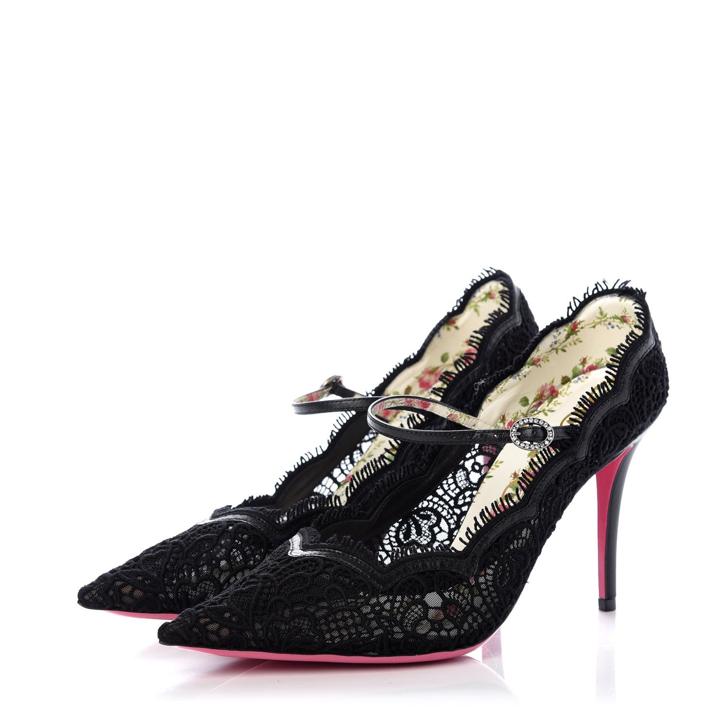 Gucci Lace Pizzo Venice Pumps 40.5 Black 3 of 9