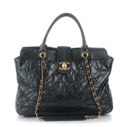 Chanel Glazed Calfskin Stingray Large Bindi CC Tote Black 1 of 12
