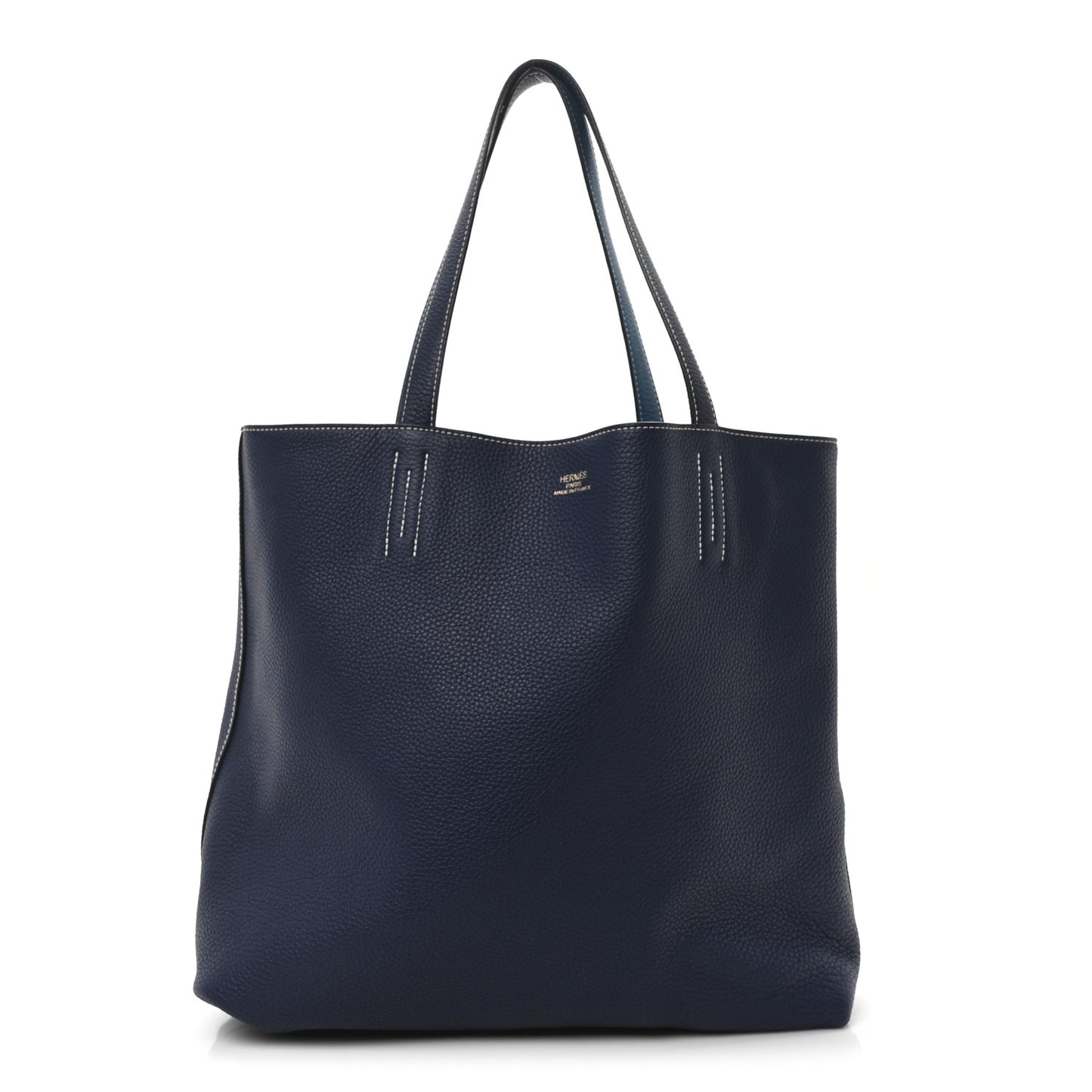 Taurillon Clemence Double Sens 45 Reversible Tote Bleu Izmir Bleu Saphir