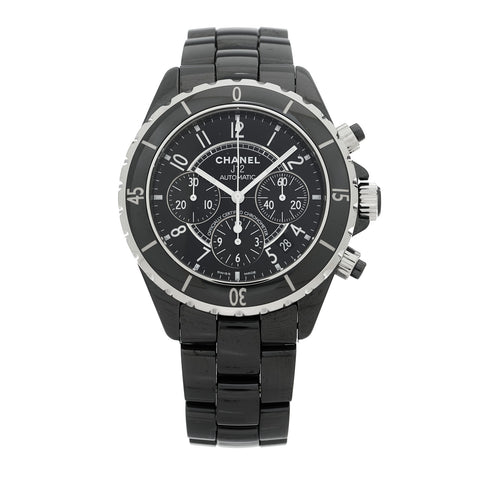 Stainless Steel Ceramic 41mm J12 Chronograph Automatic Watch Black