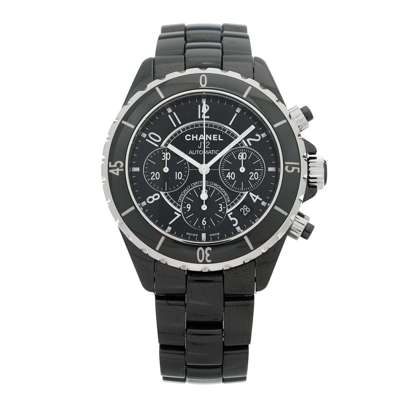 Stainless Steel Ceramic 41mm J12 Chronograph Automatic Watch Black