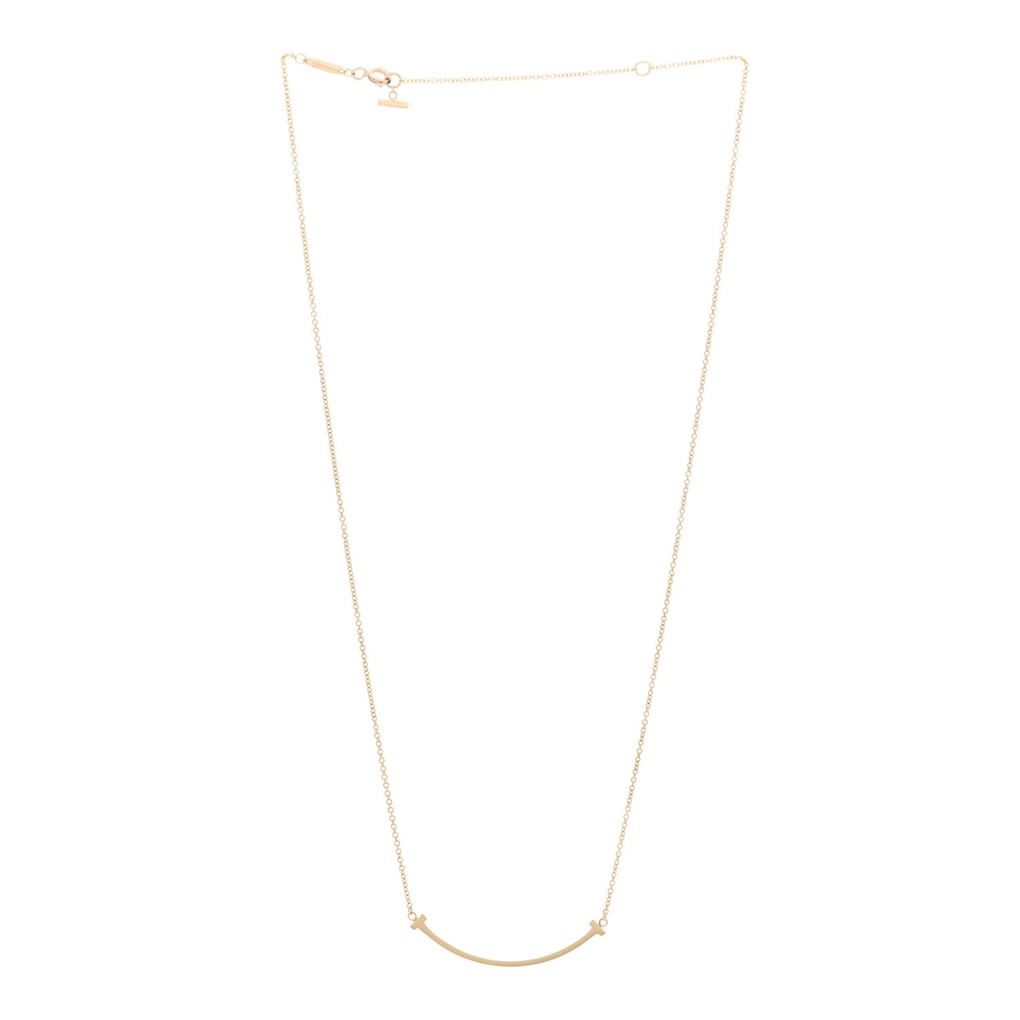 18K Yellow Gold Small T Smile Pendant Necklace