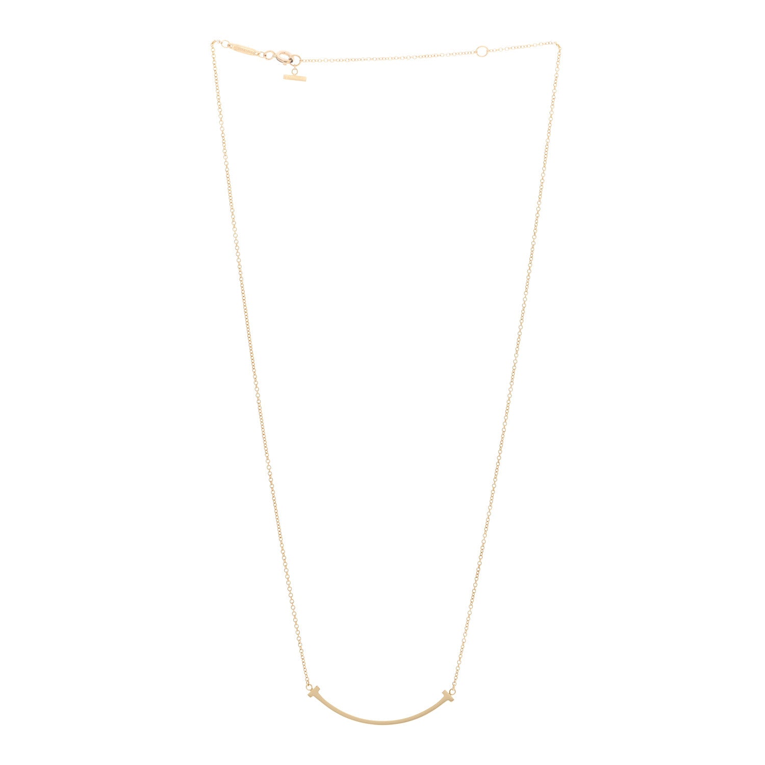 Tiffany 18K Yellow Gold Small T Smile Pendant Necklace 3 of 5