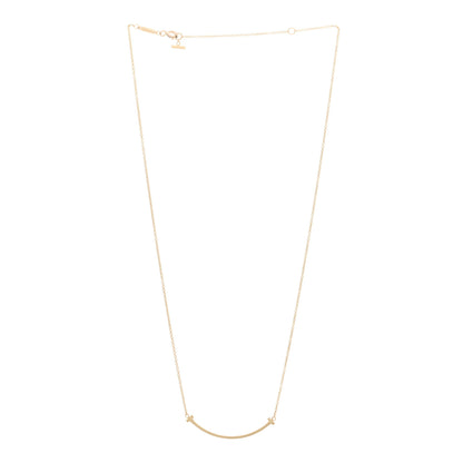 Tiffany 18K Yellow Gold Small T Smile Pendant Necklace 3 of 5