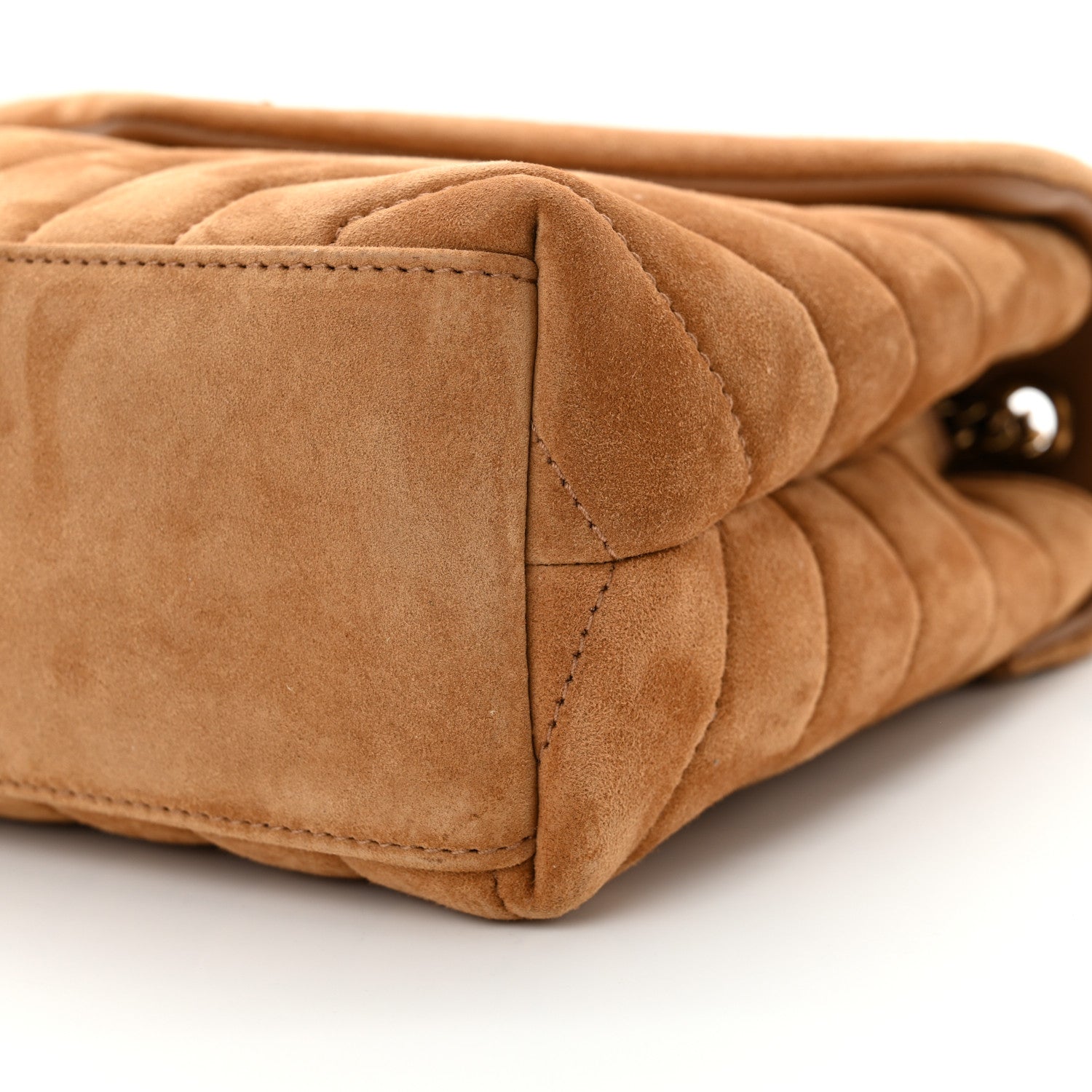 Saint Laurent Suede Calfskin Y Quilted Monogram Small Loulou Chain Satchel Cinnamon 10 of 11