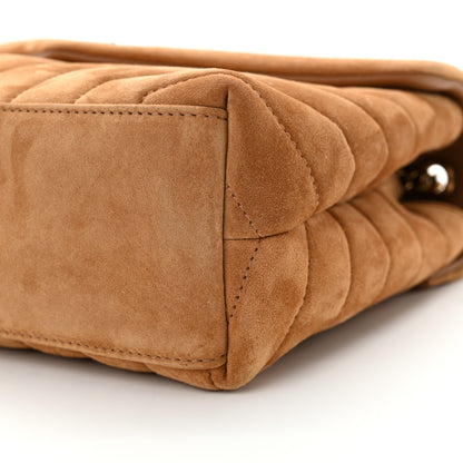 Saint Laurent Suede Calfskin Y Quilted Monogram Small Loulou Chain Satchel Cinnamon 10 of 11