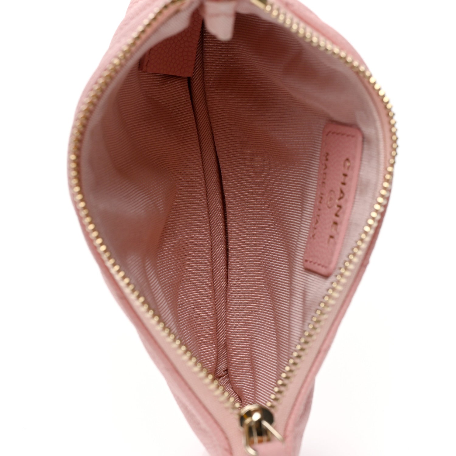 Chanel Flat Caviar Chevron Quilted Small Cosmetic Case Pink 5 of 8