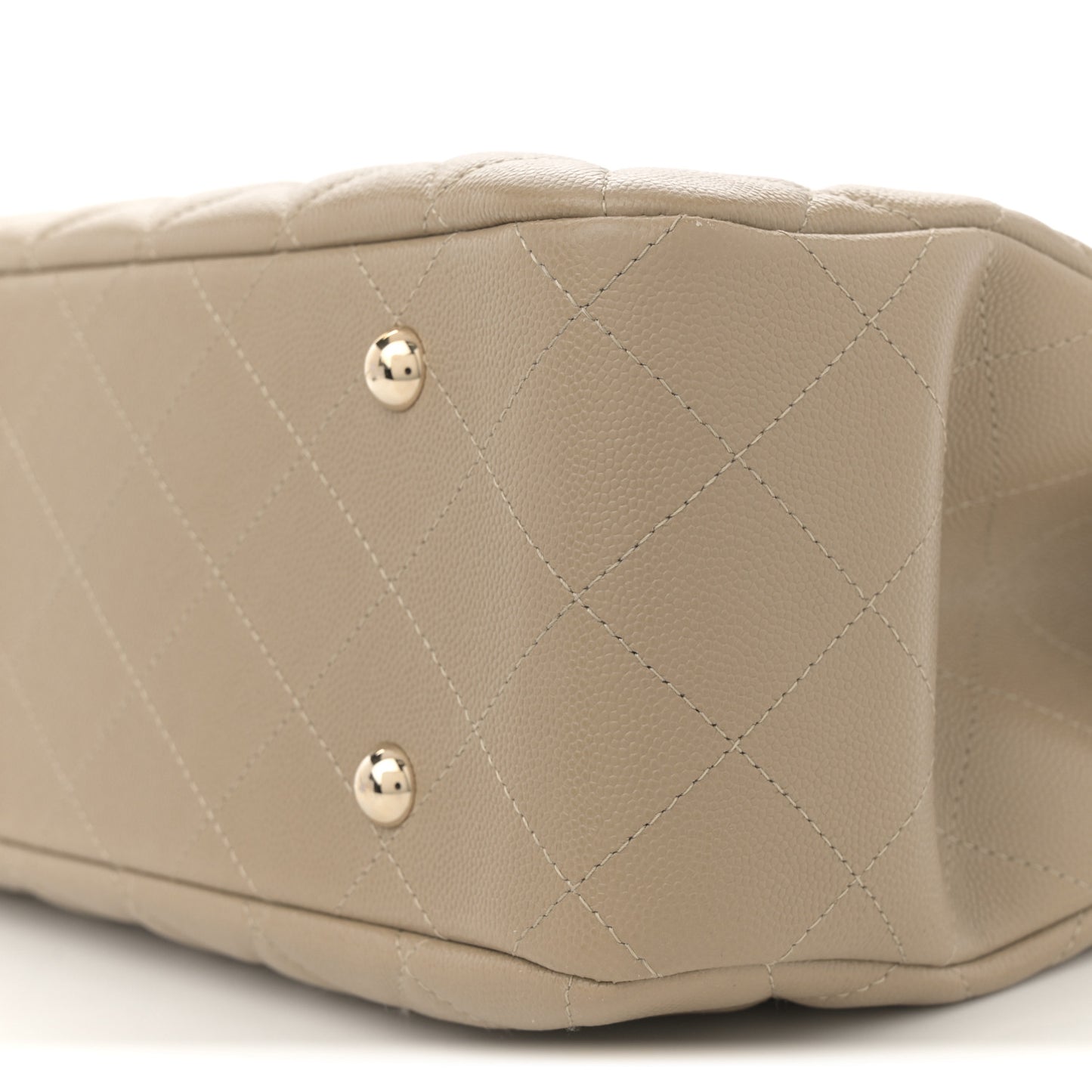 Caviar Quilted Large Shopping Tote Beige