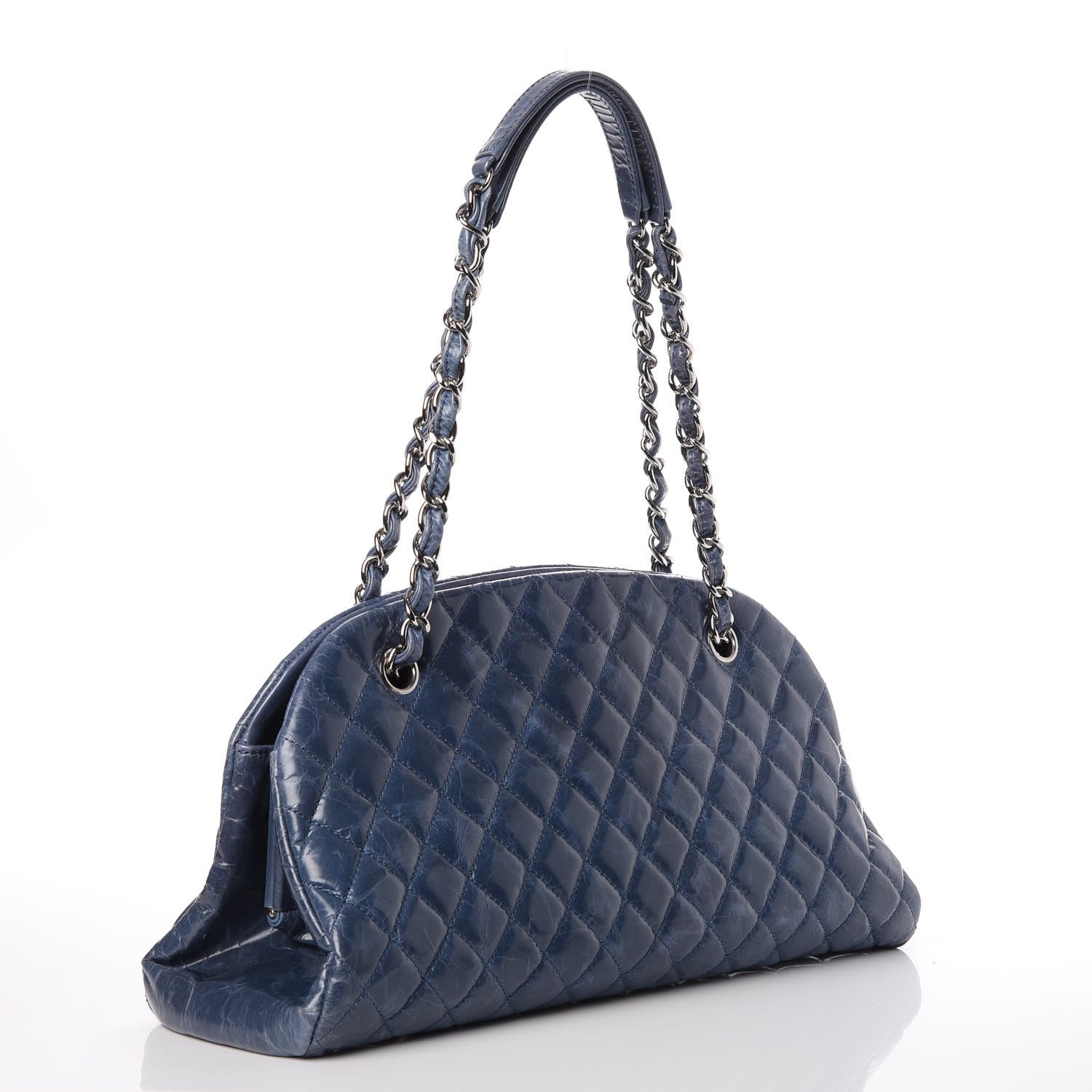 Chanel Glazed Calfskin Quilted Medium Just Mademoiselle Blue 3 of 9