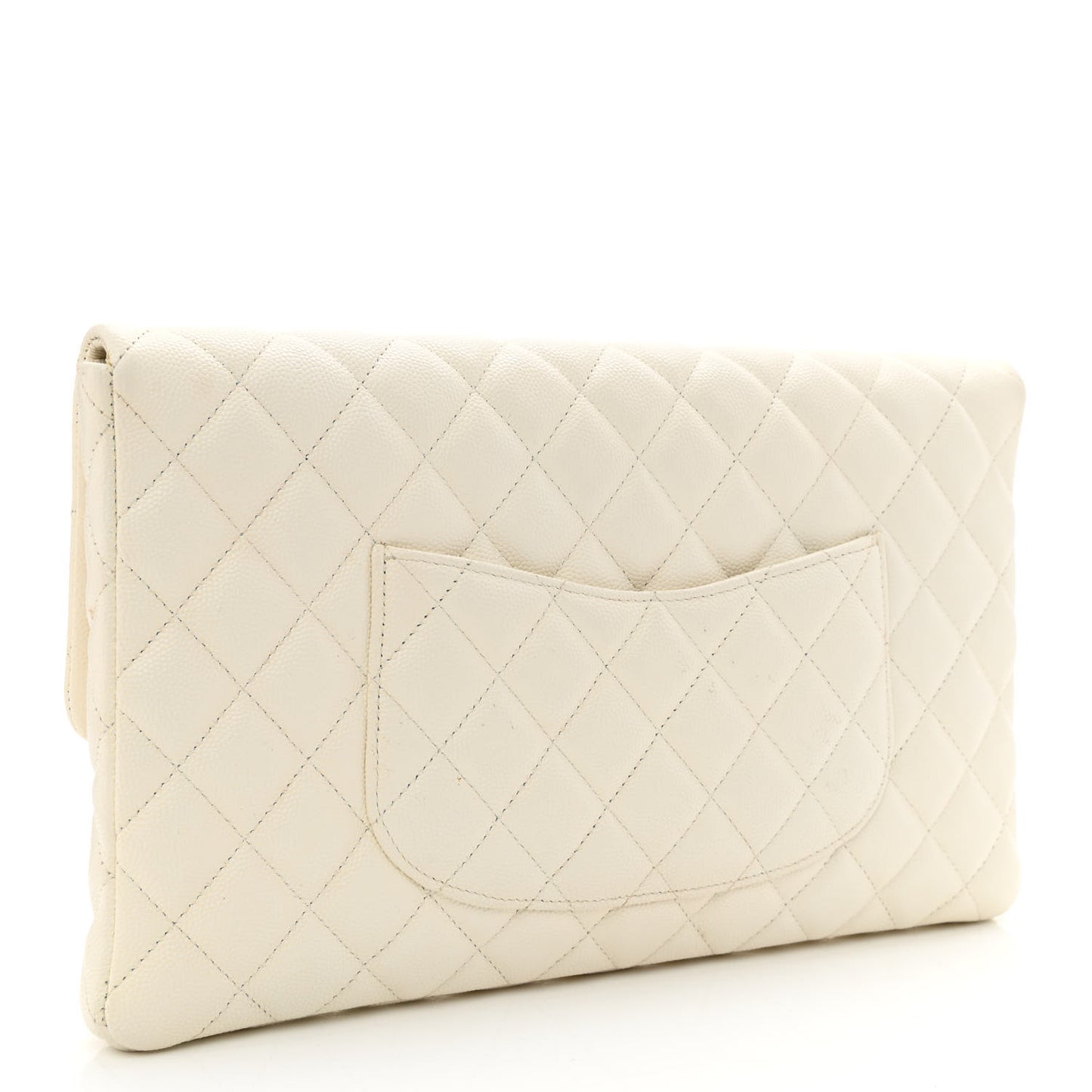 Caviar Quilted Flap Clutch White