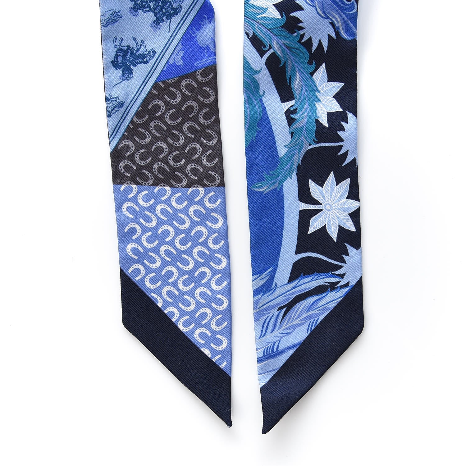 Hermes Silk Cheval Phoenix Twilly Marine Ciel Cobalt 3 of 5