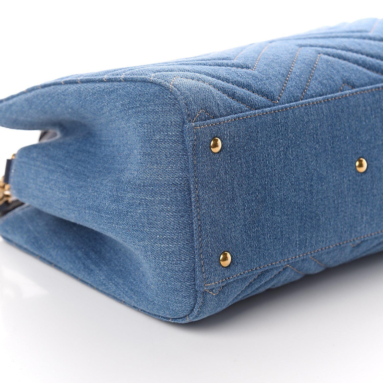 Gucci Denim Matelasse Small Pearly GG Marmont Tote Blue 7 of 8