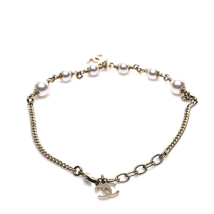 Chanel Pearl CC Chain Anklet Gold Pearly White 3 of 5
