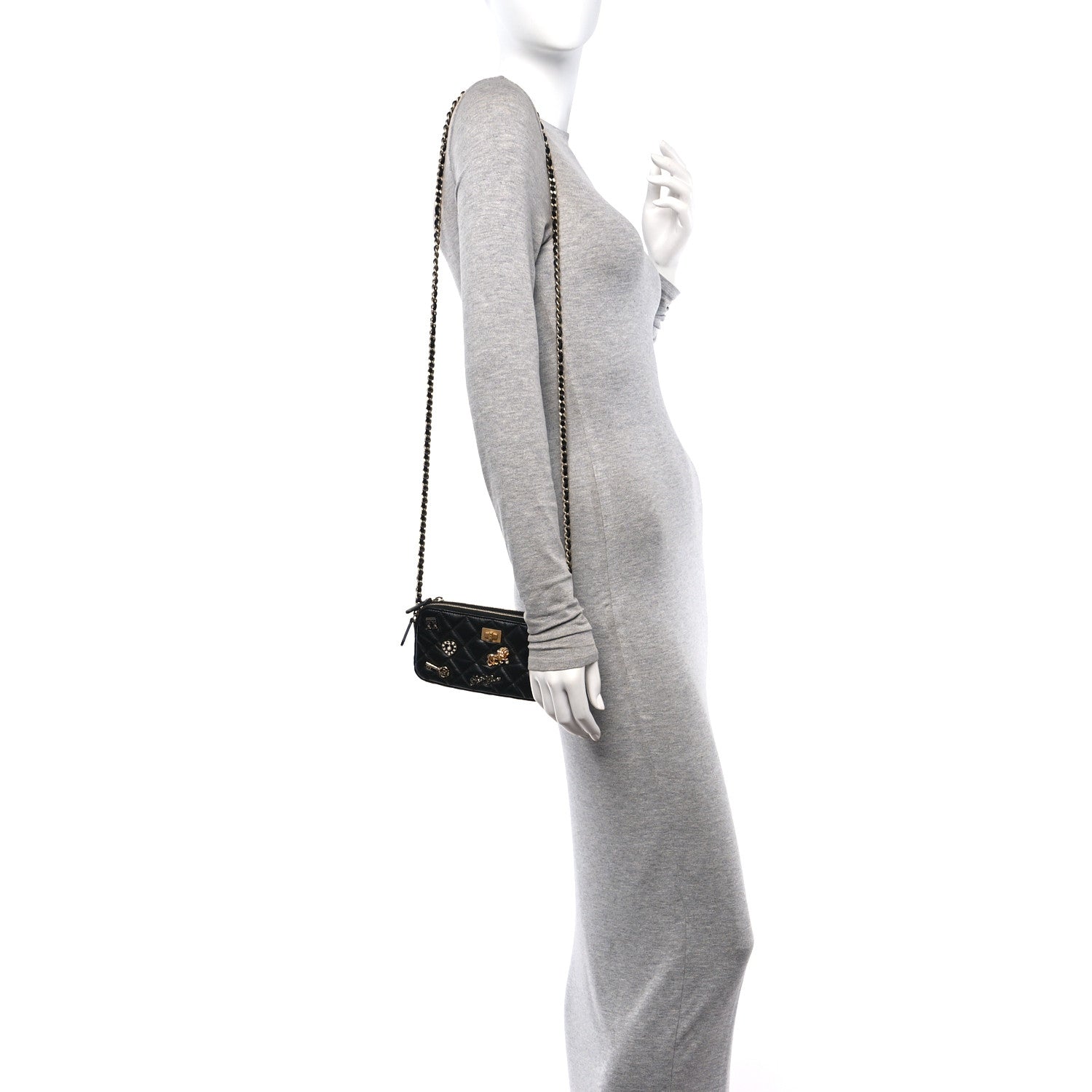 Chanel Aged Calfskin Lucky Charms 2.55 Reissue Small Clutch With Chain Black 2 of 12