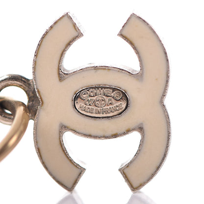 Chanel Enamel Pearl Crystal CC Drop Earrings White 3 of 4