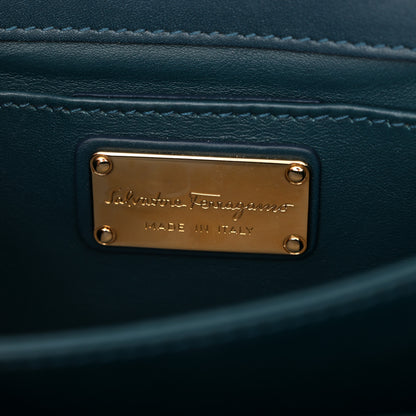 Salvatore Ferragamo Calfskin Suede Thalia Flap Shoulder Bag Blue 6 of 12