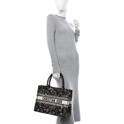 Christian Dior Canvas Embroidered Medium Herbarium Book Tote Black Multicolor 2 of 11