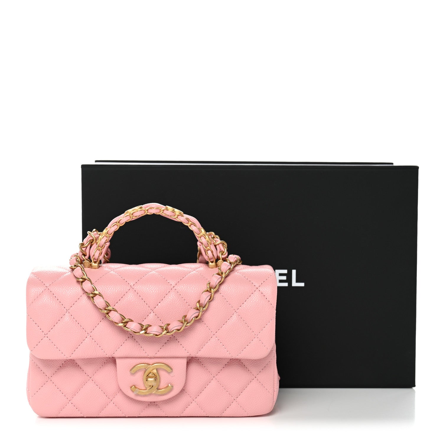 Chanel Caviar Quilted Mini Chain Top Handle Rectangular Flap Light Pink 12 of 12