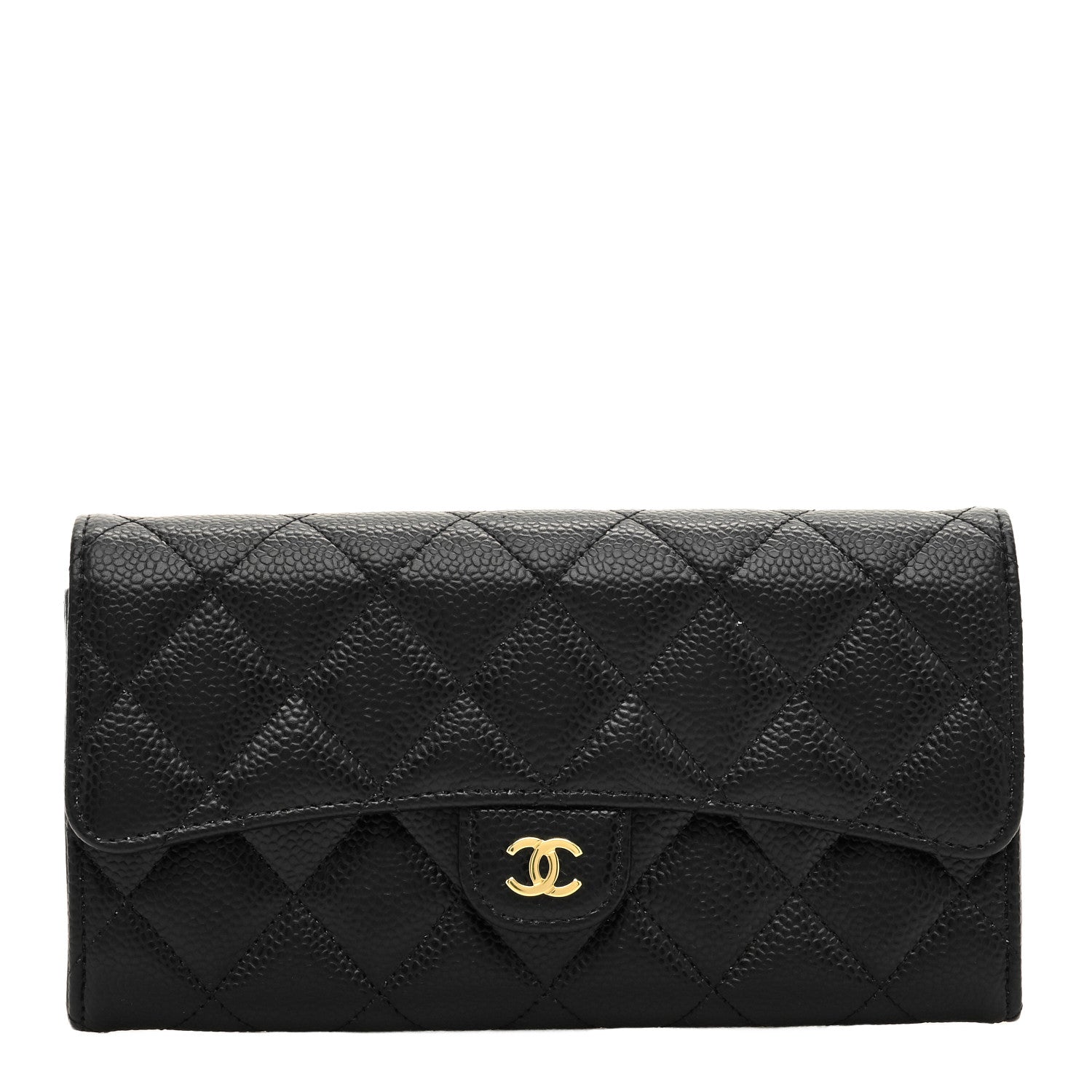 Chanel Caviar Quilted Large Gusset Flap Wallet Black 1 of 7
