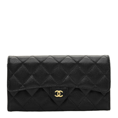 Chanel Caviar Quilted Large Gusset Flap Wallet Black 1 of 7