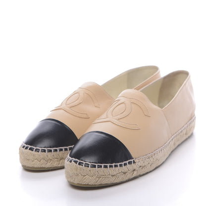 Chanel Lambskin CC Espadrilles 42 Beige Black 3 of 12